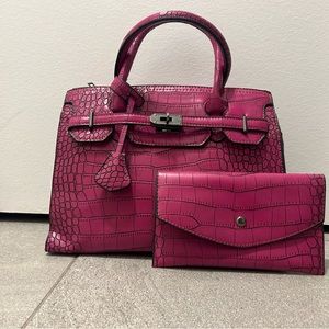 Birkin Style Bag, w/ Matching Pouch